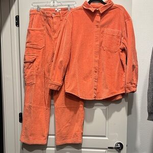 BP (Nordstrom) Orange Corduroy Shirt and Pants Set